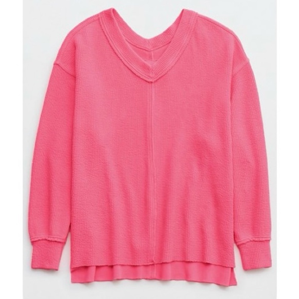 NWT Aerie wonder textured v-neck sweatshirt Size XL